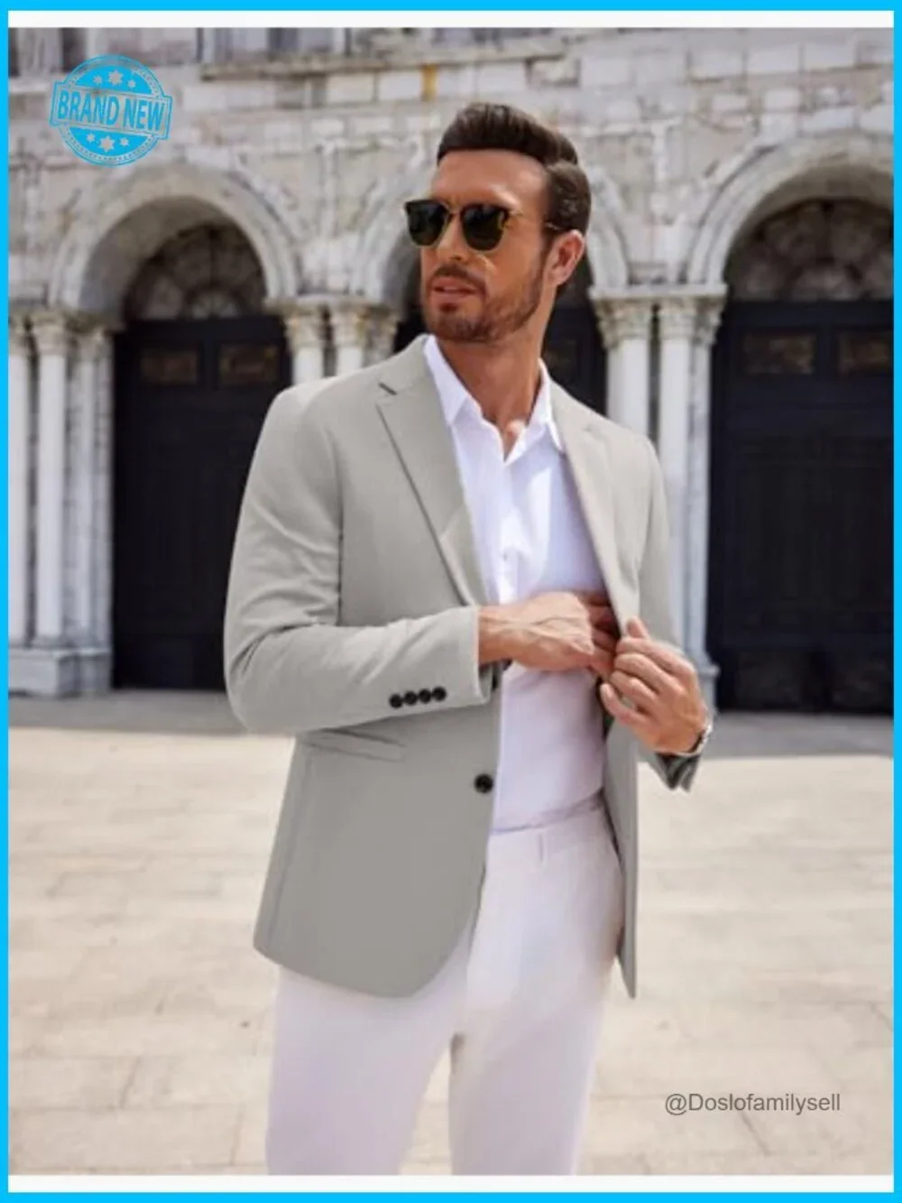 Slim Fit Knit Blazer Lightweight Casual Sport Coat Modern Two Button